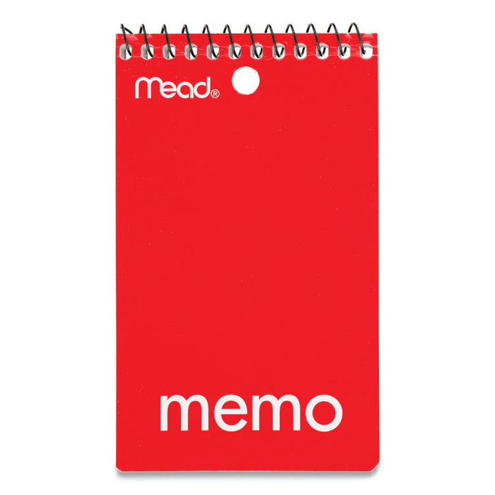 Wirebound Memo Pad, Randomly Assorted Cover Colors, Medium/College Rule, (60) White 3 x 5 Sheets