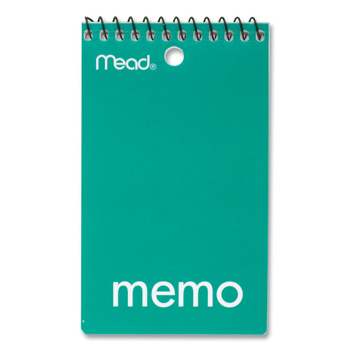 Wirebound Memo Pad, Randomly Assorted Cover Colors, Medium/College Rule, (60) White 3 x 5 Sheets