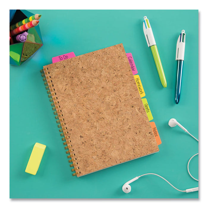 Ultra Tabs Repositionable Tabs, Margin Tabs: 2.5" x 1", 1/5-Cut, Assorted Neon Colors, 48/Pack
