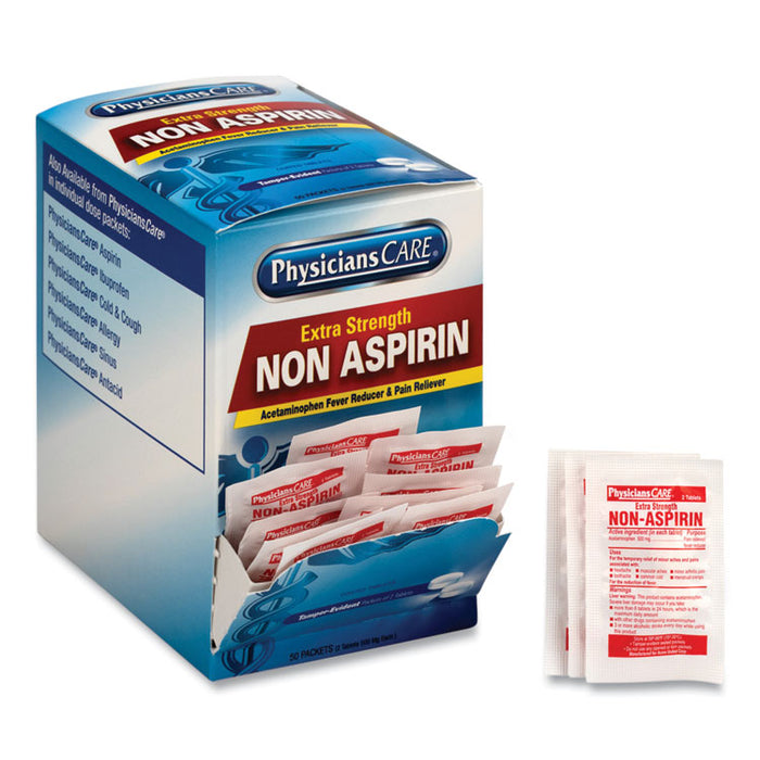 Extra-Strength Acetaminophen Tablets, Two-Pack, 50 Packs/Box
