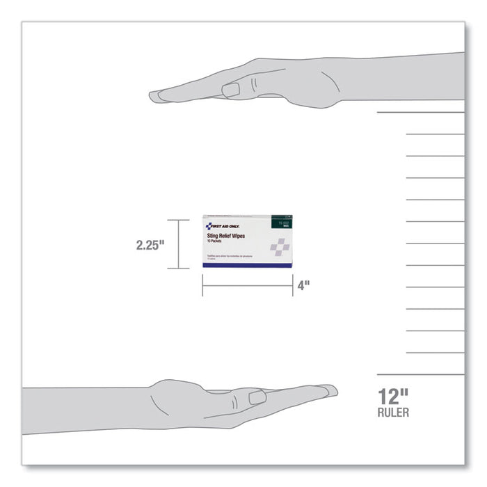 First Aid Sting Relief Pads, 10/Box