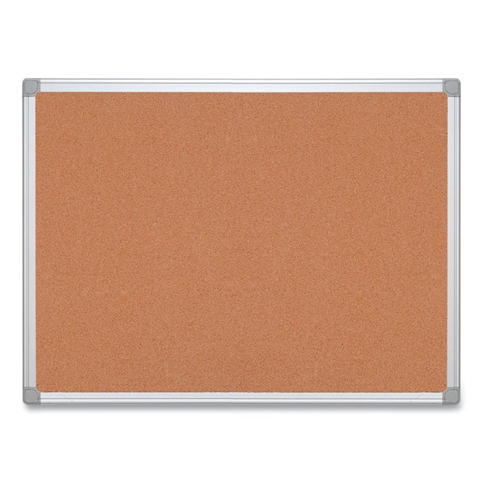 Earth Cork Board, 36" x 24", Tan Surface, Satin Aluminum Frame