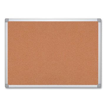 Earth Cork Board, 48" x 36", Tan Surface, Satin Aluminum Frame