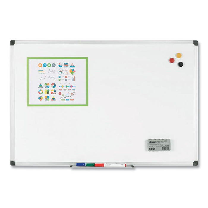 Porcelain Value Dry Erase Board, 48" x 96", White Surface, Satin Aluminum Frame