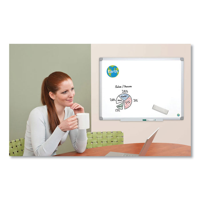 Earth Silver Easy Clean Dry Erase Boards, 72" x 48", White Surface, Satin Aluminum Frame