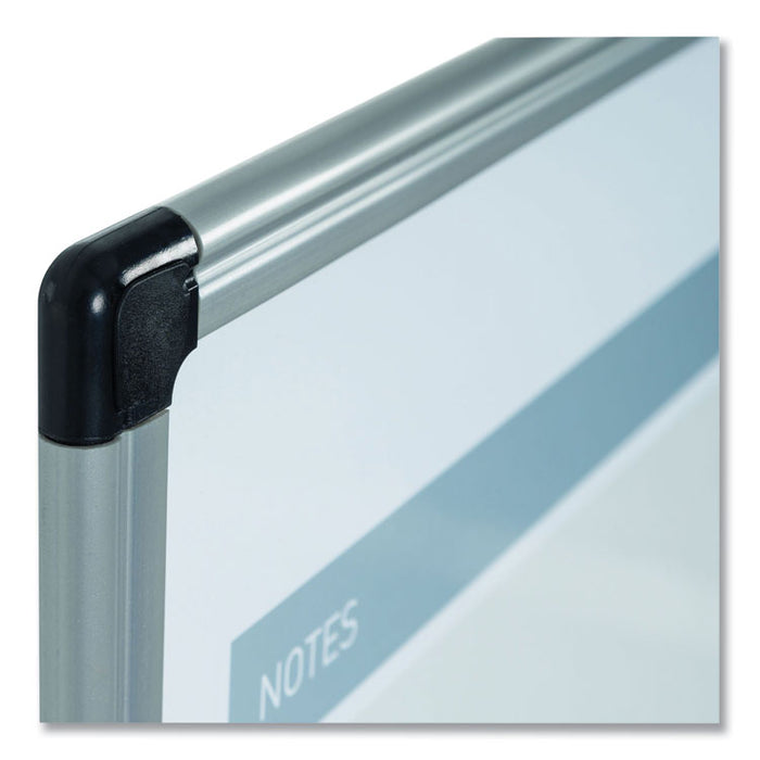 3-in-1 Planner Board, Monthly Planning/Scheduling Calendar, 24" x 18", Tan/White/Blue Surface, Satin Aluminum Frame