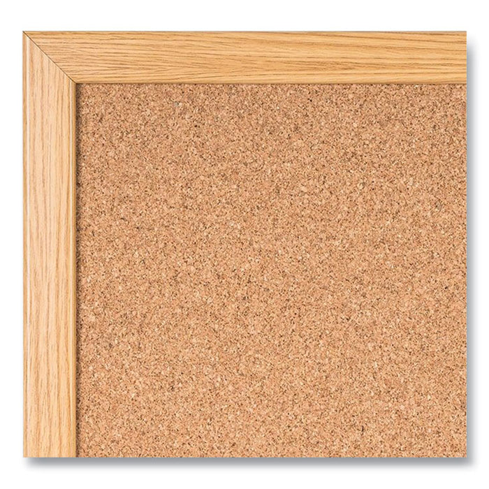 Value Cork Board with Oak Frame, 24" x 36", Brown Surface, Natural Oak Frame