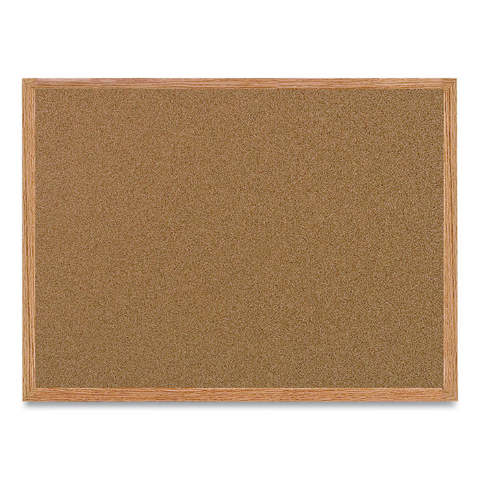 Value Cork Board with Oak Frame, 48" x 96", Tan Surface, Natural Oak Frame
