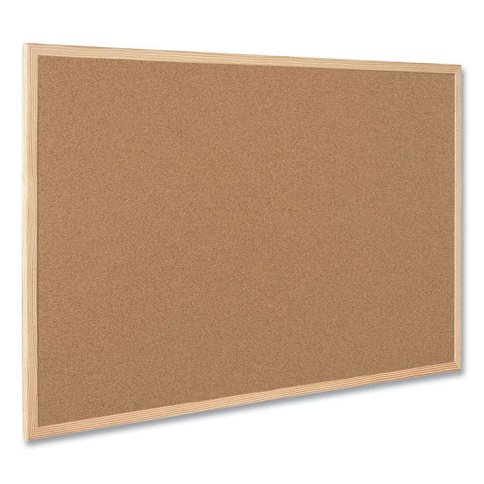 Value Cork Board with Oak Frame, 48" x 96", Tan Surface, Natural Oak Frame