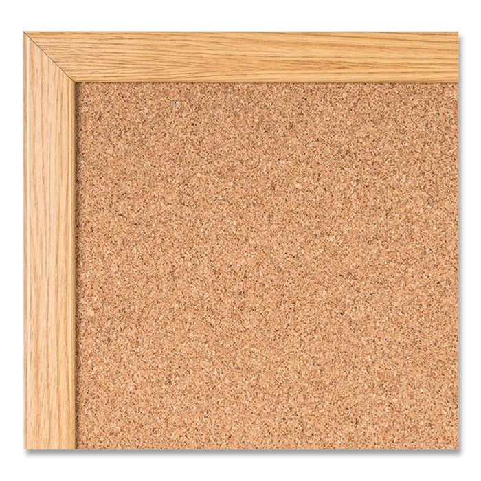 Value Cork Board with Oak Frame, 48" x 96", Tan Surface, Natural Oak Frame