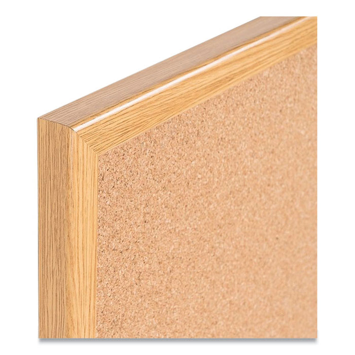 Value Cork Board with Oak Frame, 48" x 96", Tan Surface, Natural Oak Frame