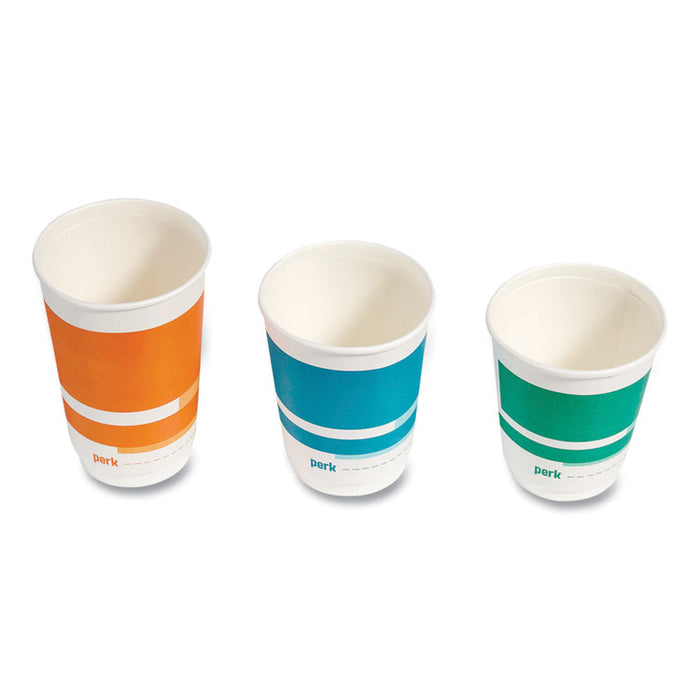 Insulated Paper Hot Cups, 12 oz, White/Blue, 40/Pack