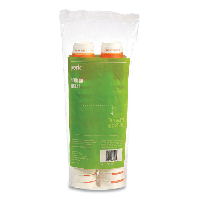 Insulated Paper Hot Cups, 16 oz, White/Orange, 30/Pack
