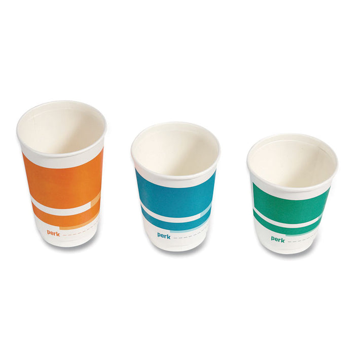 Insulated Paper Hot Cups, 16 oz, White/Orange, 30/Pack