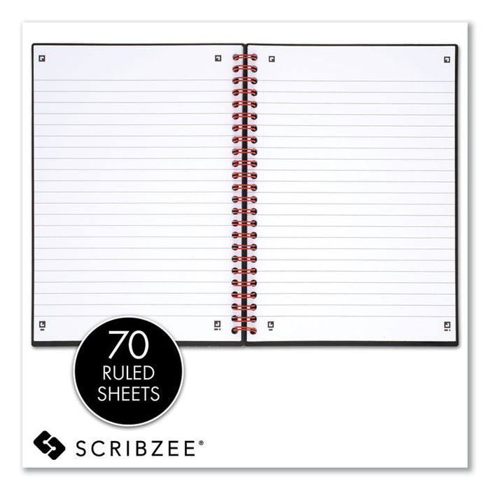 Flexible Cover Twinwire Notebooks, SCRIBZEE Compatible, 1-Subject, Wide/Legal Rule, Black/Red Cover, (70) 8.25 x 5.63 Sheets