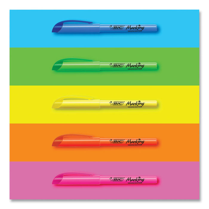 Brite Liner Highlighter, Fluorescent Blue Ink, Chisel Tip, Blue/Black Barrel, Dozen