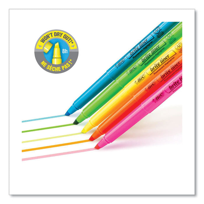 Brite Liner Highlighter, Fluorescent Yellow Ink, Chisel Tip, Yellow/Black Barrel, Dozen