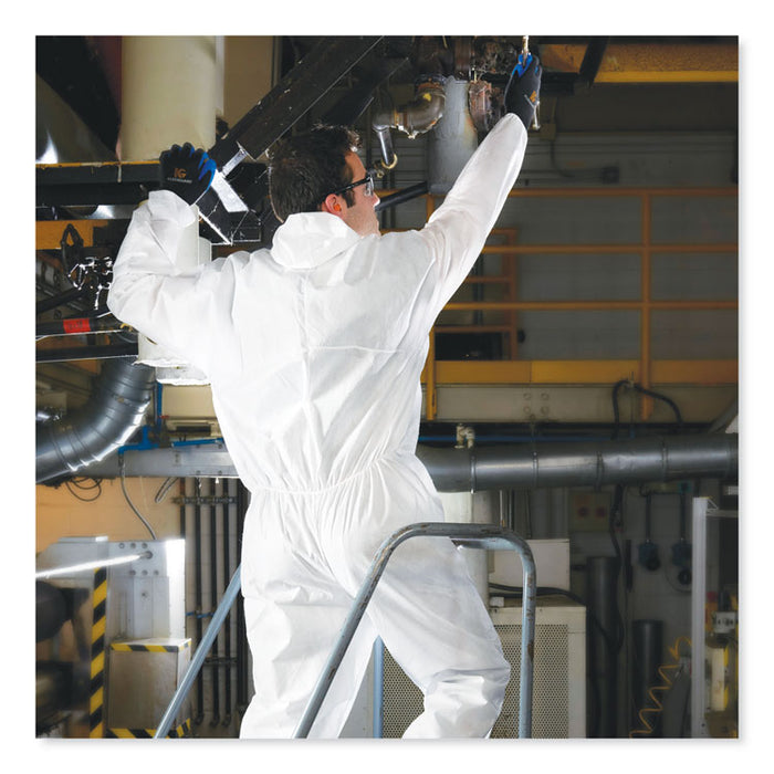 A20 Breathable Particle Protection Coveralls, Elastic Back, Hood and Boots, 4X-Large, White, 20/Carton