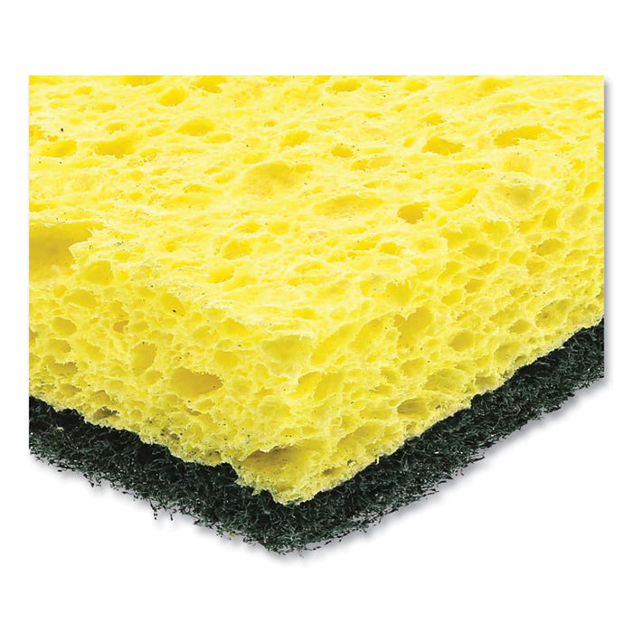 Heavy-Duty Scrubbing Sponge, 3.5 x 6, 0.85" Thick, Yellow/Green, 20/Carton