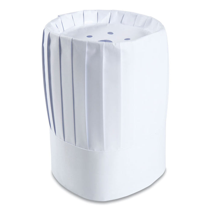 Pleated Chef's Hats, Paper, Adjustable, 10" Tall, One Size, White, 24/Carton