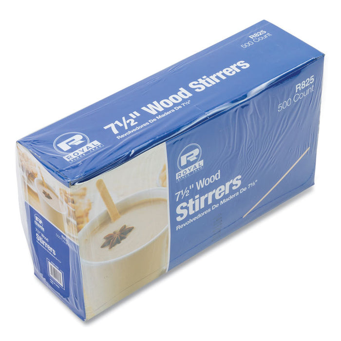 Wood Stir Sticks, 7.5" Long, 500/Box, 10 Boxes/Carton