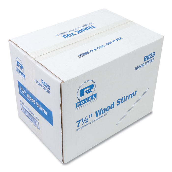 Wood Stir Sticks, 7.5" Long, 500/Box, 10 Boxes/Carton