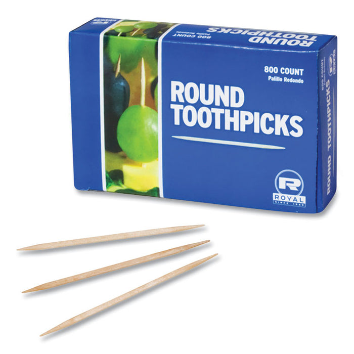 Round Wood Toothpicks, 2.5", Natural, 800/Box, 24 Boxes/Case, 5 Cases/Carton