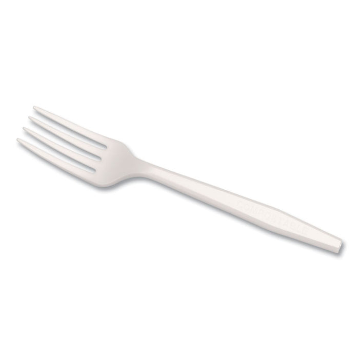 CPLA Cutlery, Heavyweight Fork, Plastic, White, 1,000/Carton