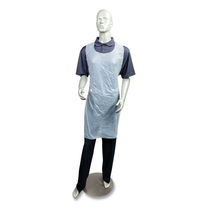 Poly Apron, 28 x 46, One Size Fits Most, White, 100/Pack, 10 Packs/Carton