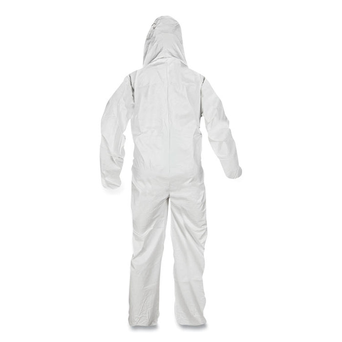 A45 Liquid/Particle Protection Surface Prep/Paint Coverall, Zipper Front, Elastic Wrist/Ankle/Hood, 2XL, White, 25/Carton