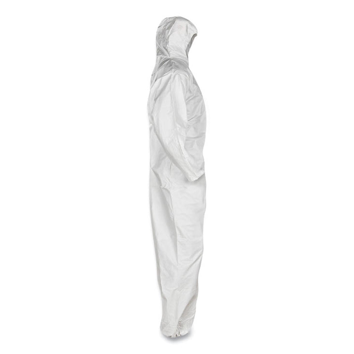 A45 Liquid/Particle Protection Surface Prep/Paint Coverall, Zipper Front, Elastic Wrist/Ankle/Hood, 3XL, White, 25/Carton