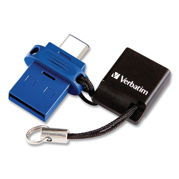 Store n' Go Dual USB 3.0 Flash Drive for USB-C Devices, 32 GB, Blue