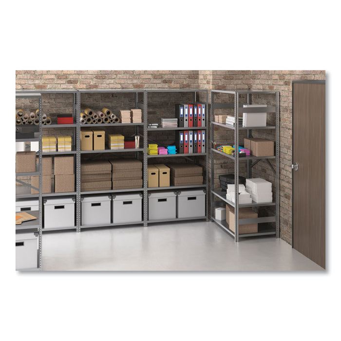 Closed Commercial Steel Shelving, Five-Shelf, 36w x 18d x 75h, Medium Gray