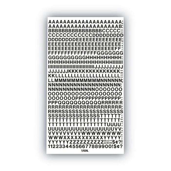 Press-On Vinyl Self-Adhesive Numbers and Uppercase Letters, 0.25" Tall, Black Characters, 610/Pack