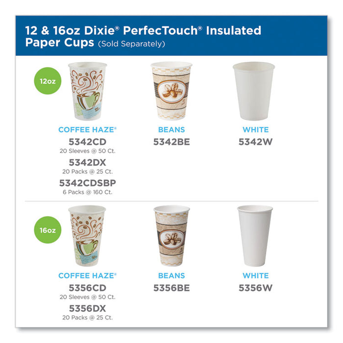PerfecTouch Paper Hot Cups, 16 oz, Coffee Haze Design, 50/Sleeve, 20 Sleeves/Carton