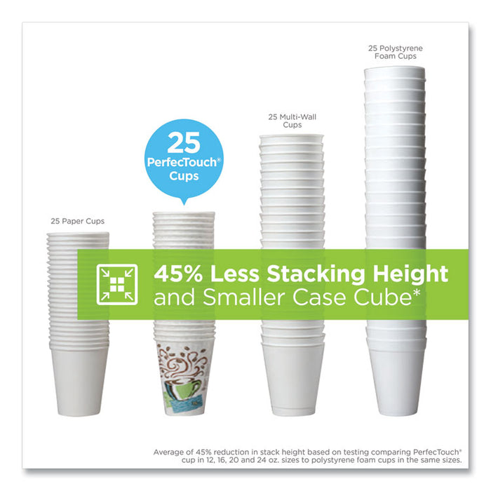 PerfecTouch Paper Hot Cups, 12 oz, Coffee Haze Design, 160/Pack, 6 Packs/Carton