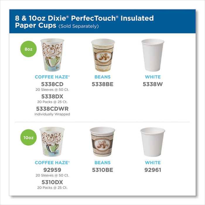 PerfecTouch Paper Hot Cups, 8 oz, Coffee Haze Design, 50/Pack