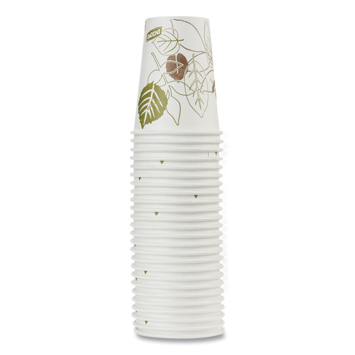 Pathways Paper Hot Cups, WiseSize, 8 oz, White/Brown, 25/Pack