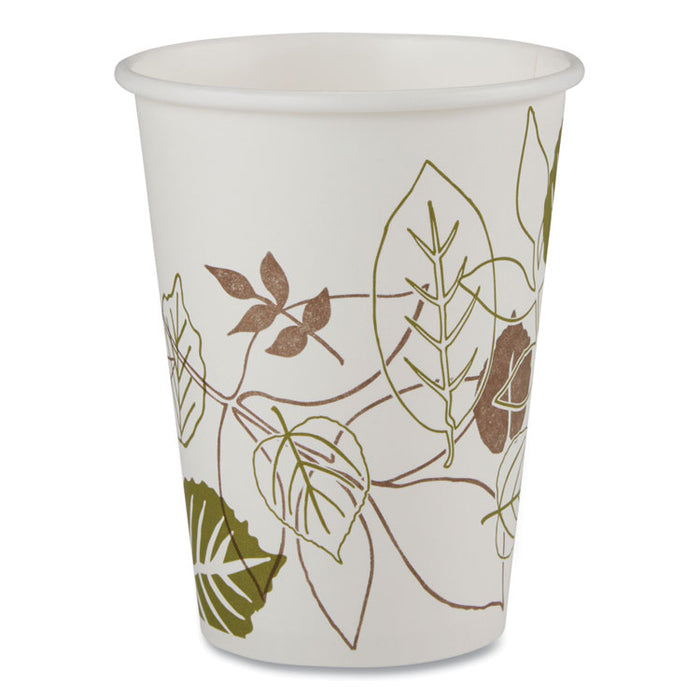 Pathways Paper Hot Cups, WiseSize, 12 oz, White/Brown, 25/Bag, 20 Bags/Carton