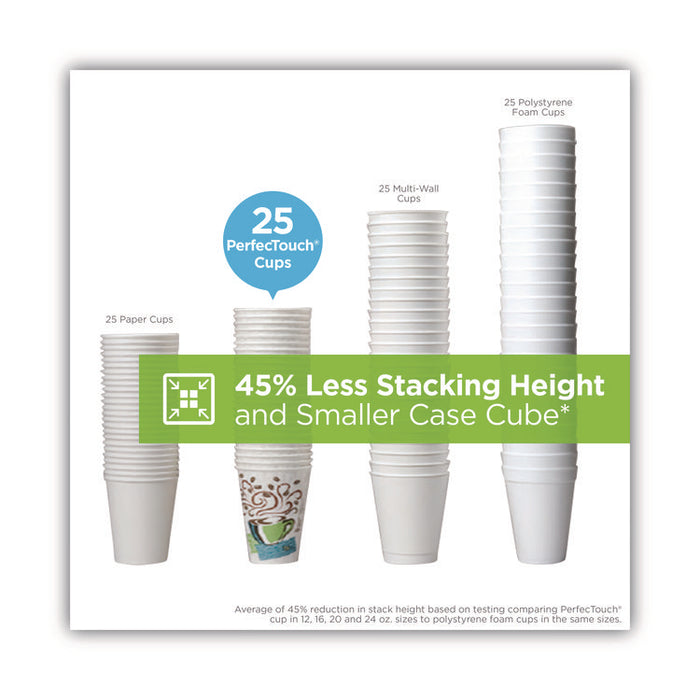 PerfecTouch Paper Hot Cups, 20 oz, Coffee Haze Design, 25/Pack
