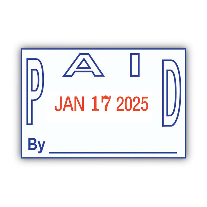 Model S 360 Two-Color Message Dater, 1.75 x 1, "Paid," Self-Inking, Blue/Red