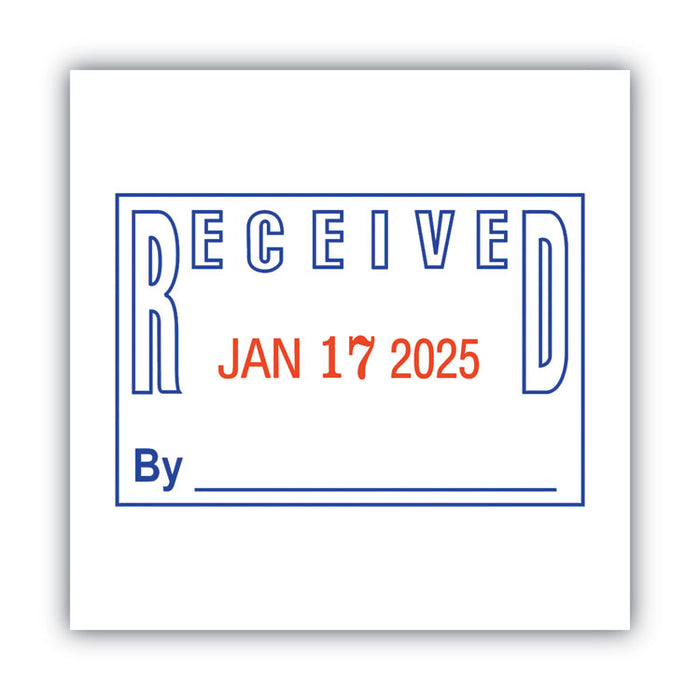 Model S 360 Two-Color Message Dater, 1.75 x 1, "Received", Self-Inking, Blue/Red