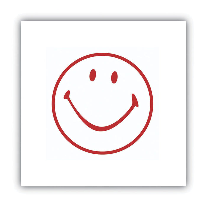 Pre-Inked Round Stamp, Smiley, 0.63" dia, Red