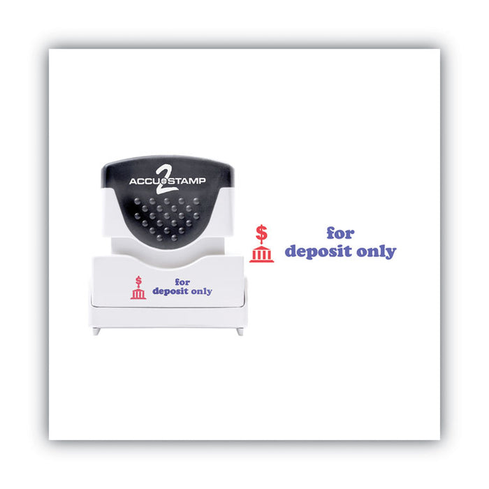 Pre-Inked Shutter Stamp, Red/Blue, FOR DEPOSIT ONLY, 1.63 x 0.5