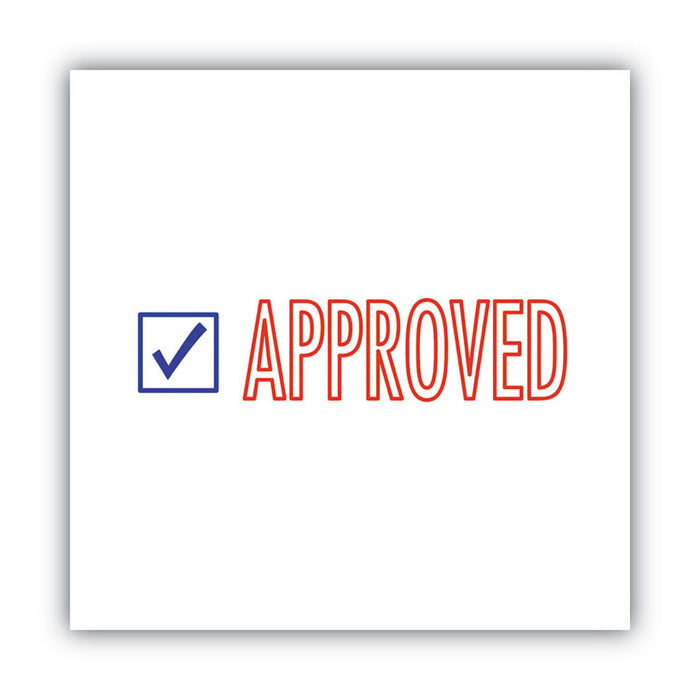 Pre-Inked Shutter Stamp, Red/Blue, APPROVED, 1.63 x 0.5