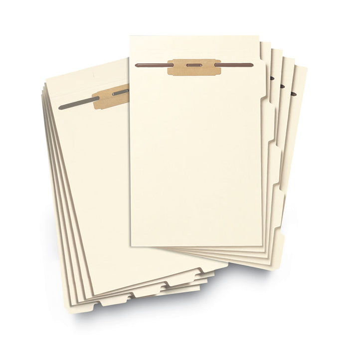 Stackable Folder Dividers with Fasteners, End Tab: 1/5-Cut, 1 Fastener, Legal Size, Manila, 4 Dividers/Set, 50 Sets/Pack