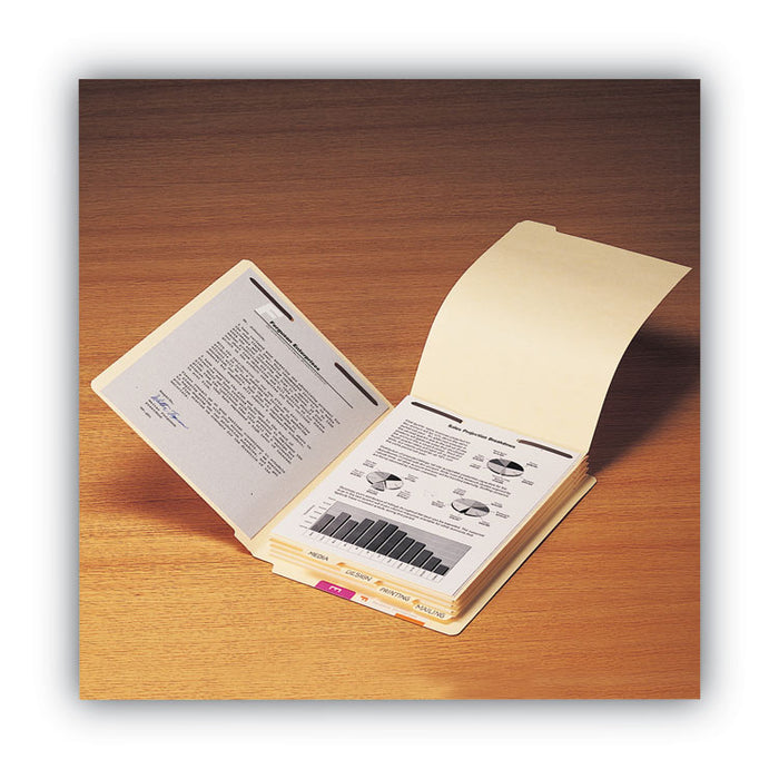 Stackable Folder Dividers with Fasteners, End Tab: 1/5-Cut, 1 Fastener, Letter Size, Manila, 4 Dividers/Set, 50 Sets/Pack