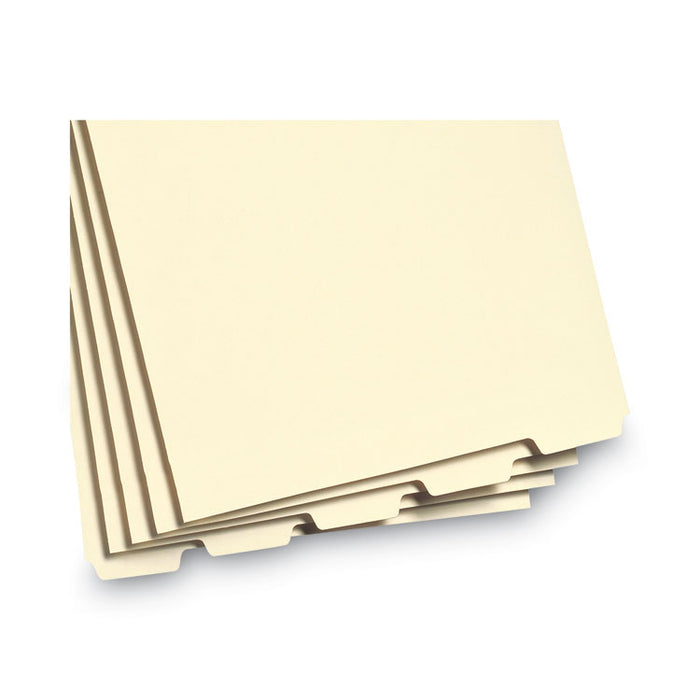 Stackable Folder Dividers with Fasteners, End Tab: 1/5-Cut, 1 Fastener, Letter Size, Manila, 4 Dividers/Set, 50 Sets/Pack