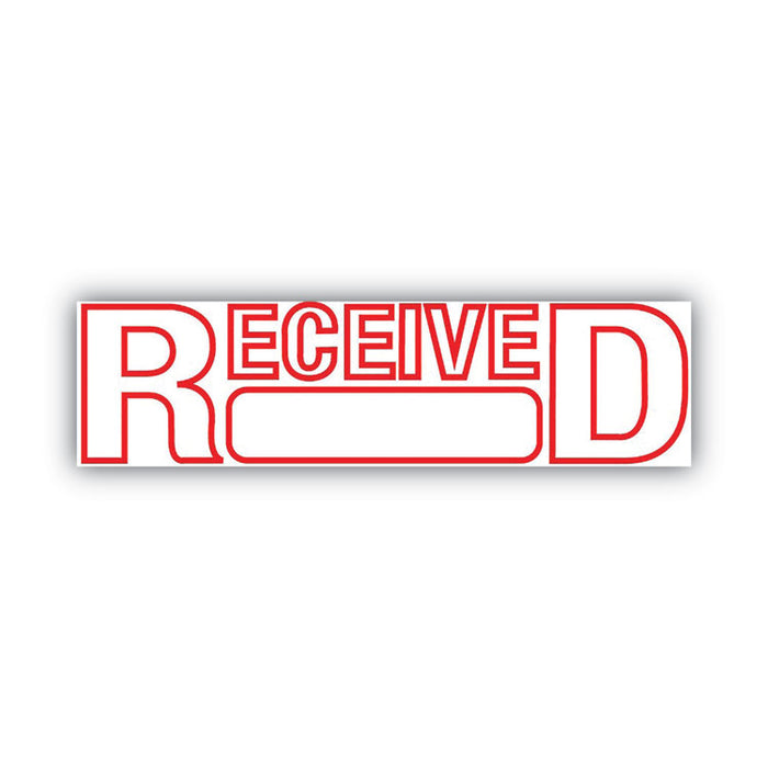 Green Line Message Stamp, Received, 1.5 x 0.56, Red