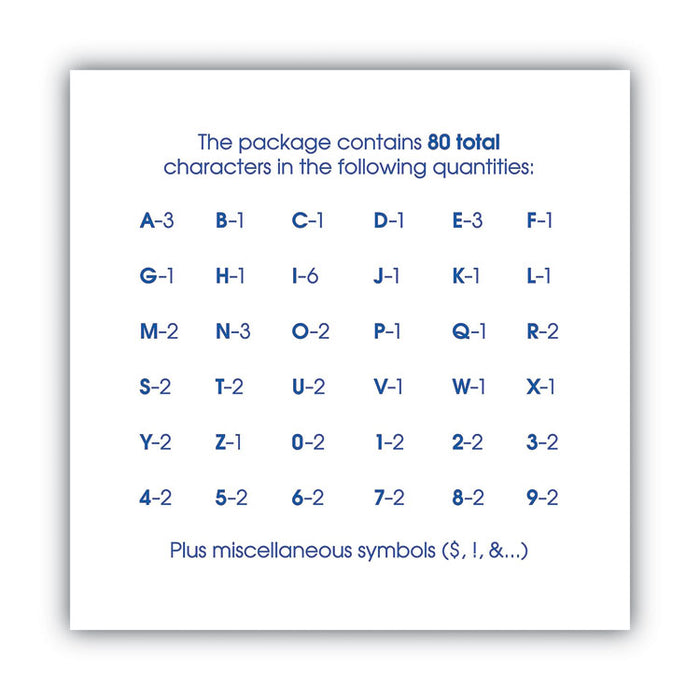 Peel-and-Stick Letters, Numbers and Symbols, 3" Tall, Black Characters, White Background, 80 Pieces